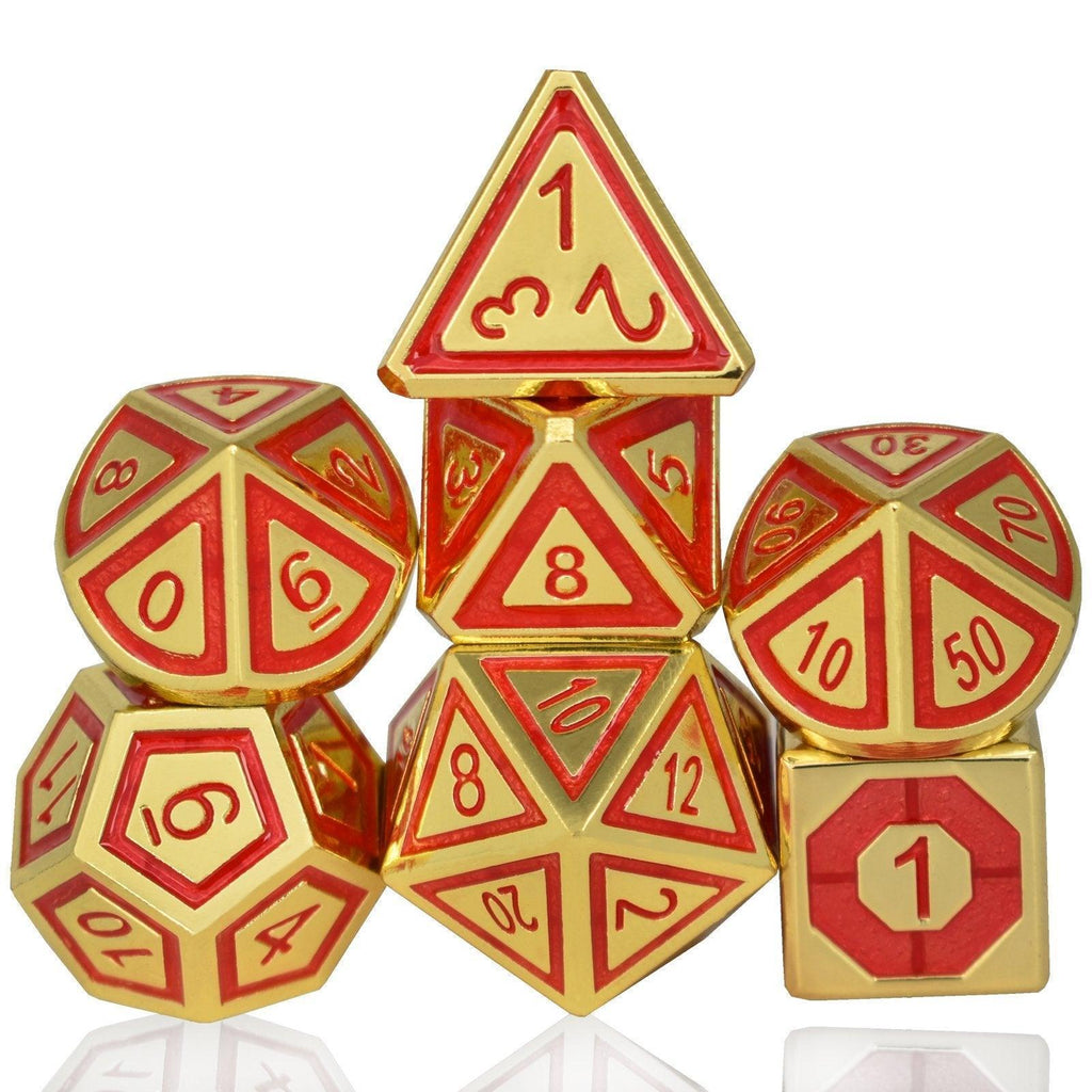  RULE DICE -  Heavy Metal Dice Golden&Red Plated Dice