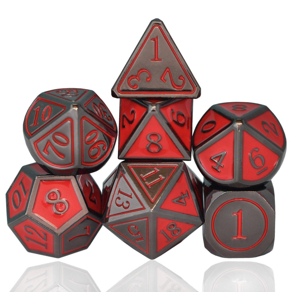  RULE DICE -  Heavy Metal Dice Red Cold Heart Plated Dice