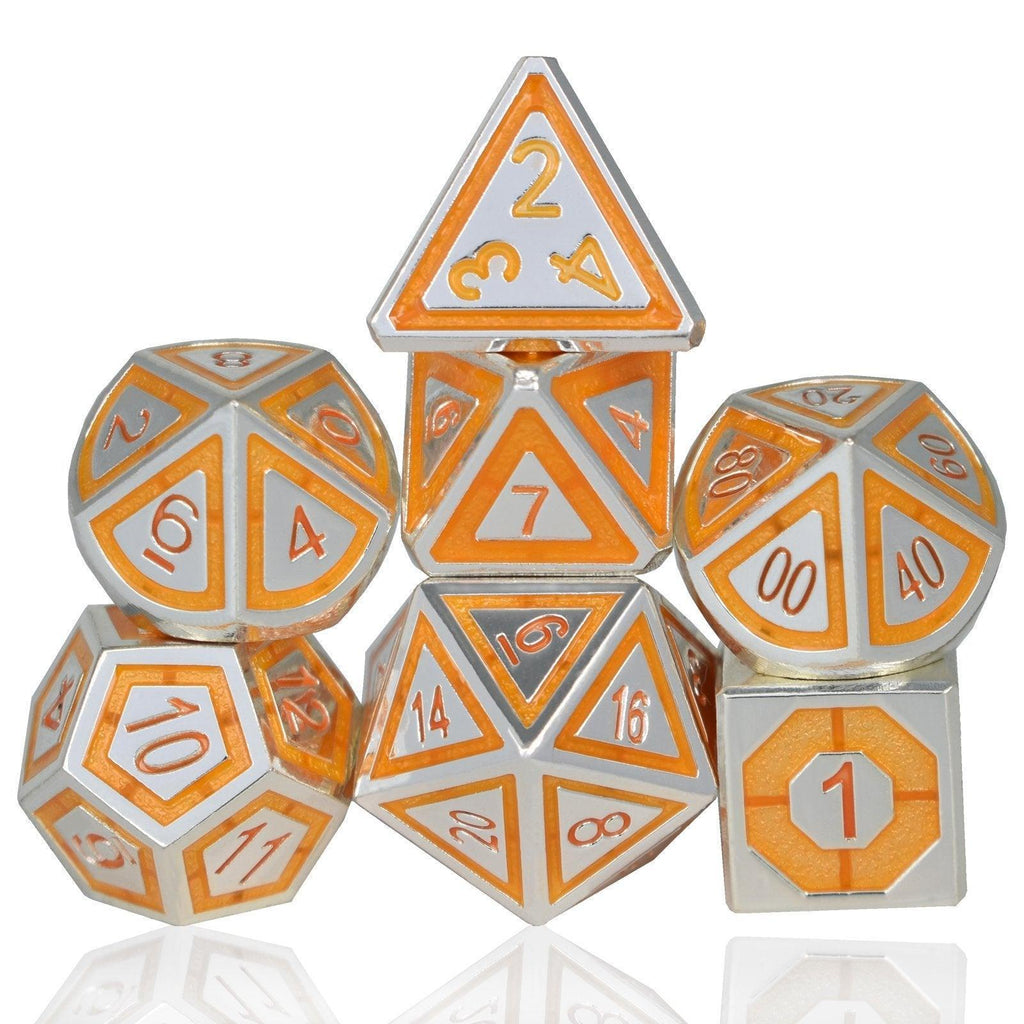  RULE DICE -  Heavy Metal Dice Silver&Yellow Cold Heart Plated Dice