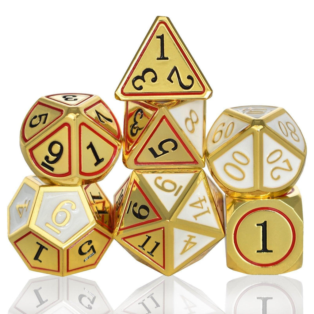  RULE DICE -  Heavy Metal Dice Golden Cold Heart Plated Dice