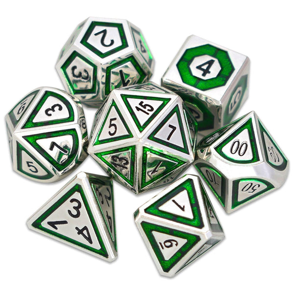  RULE DICE -  Heavy Metal Dice Green&Silver Plated Dice