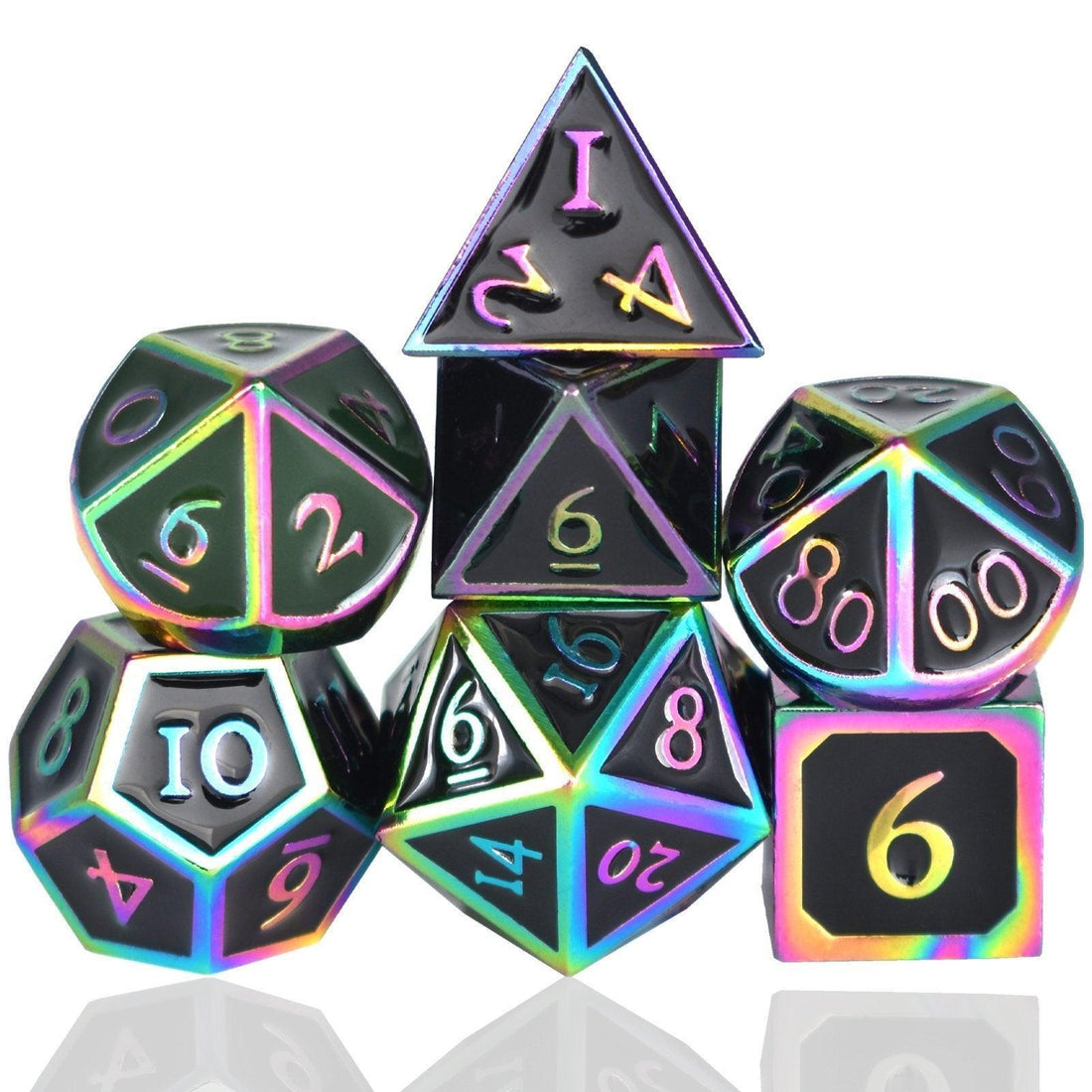  RULE DICE -  Heavy Metal Dice Roman Black&Colorful Plated Dice