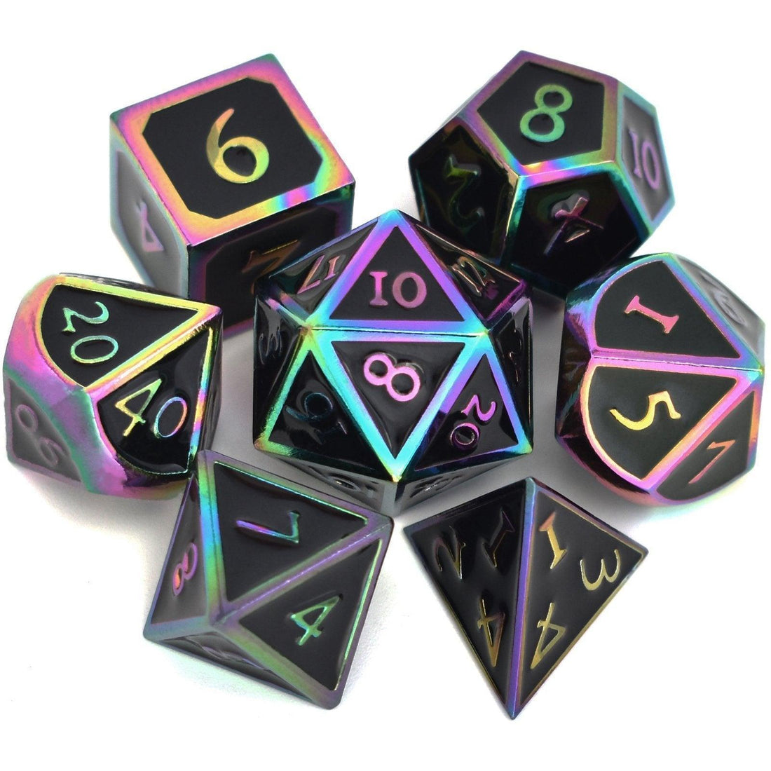  RULE DICE -  Heavy Metal Dice Roman Black&Colorful Plated Dice