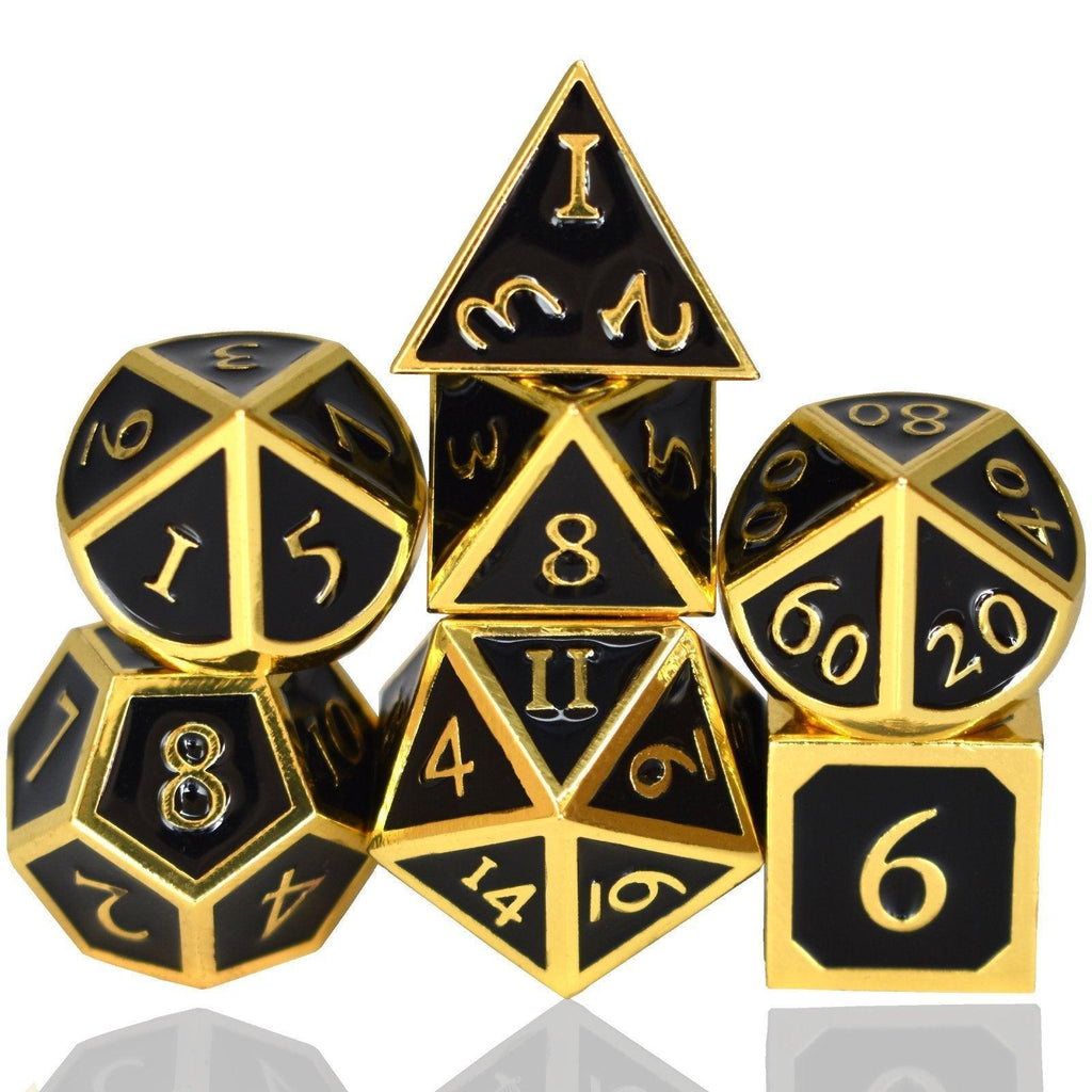  RULE DICE -  Heavy Metal Dice Roman Black&Golden Plated Dice