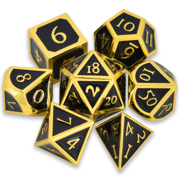  RULE DICE -  Heavy Metal Dice Roman Black&Golden Plated Dice