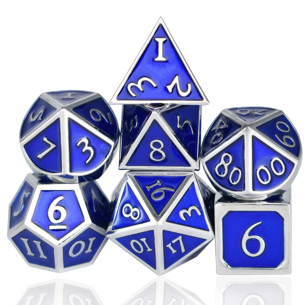  RULE DICE -  Heavy Metal Dice Roman Blue&Silver Plated Dice