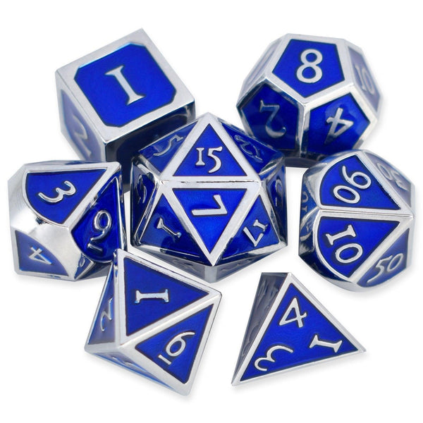  RULE DICE -  Heavy Metal Dice Roman Blue&Silver Plated Dice