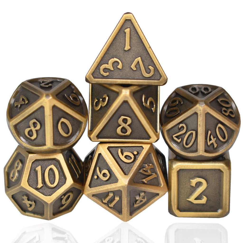  RULE DICE -  Heavy Metal Dice Roman Bronze&Golden Plated Dice