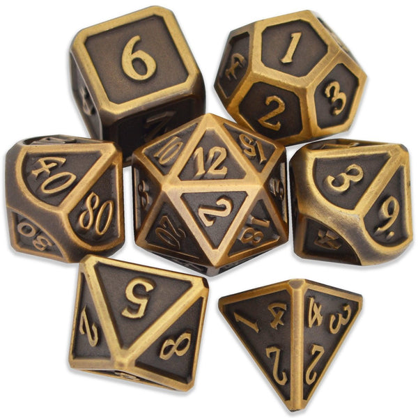  RULE DICE -  Heavy Metal Dice Roman Bronze&Golden Plated Dice