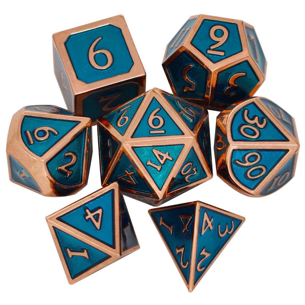  RULE DICE -  Heavy Metal Dice Roman Blue&Bronze Plated Dice