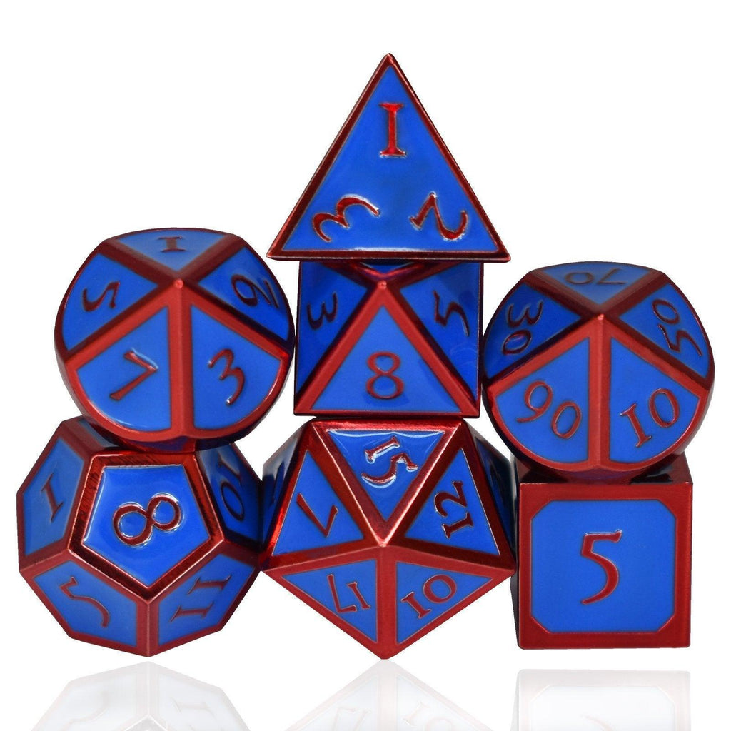  RULE DICE -  Heavy Metal Dice Roman Blue&Red Plated Dice