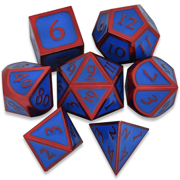  RULE DICE -  Heavy Metal Dice Roman Blue&Red Plated Dice