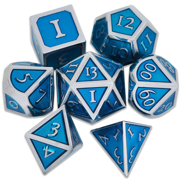  RULE DICE -  Heavy Metal Dice Roman Blue&Silver Plated Dice