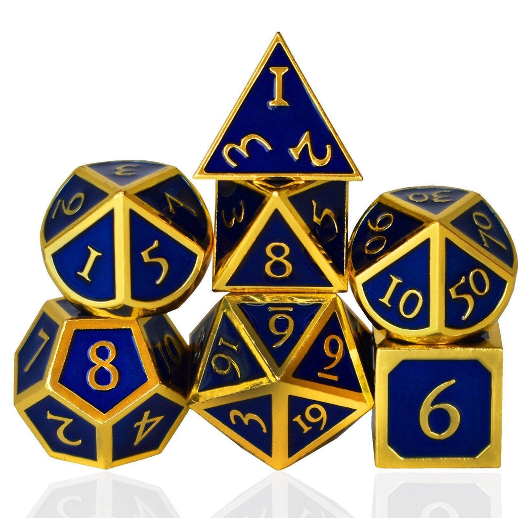  RULE DICE -  Heavy Metal Dice Roman Dark Blue&Golden Plated Dice