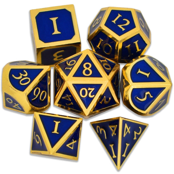  RULE DICE -  Heavy Metal Dice Roman Dark Blue&Golden Plated Dice