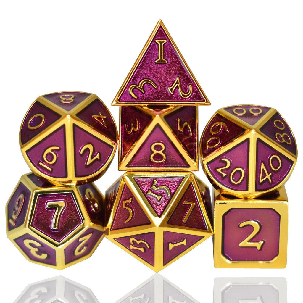  RULE DICE -  Heavy Metal Dice Roman Purple&Gold Plated Dice