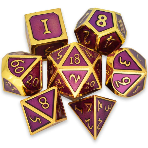  RULE DICE -  Heavy Metal Dice Roman Purple&Gold Plated Dice