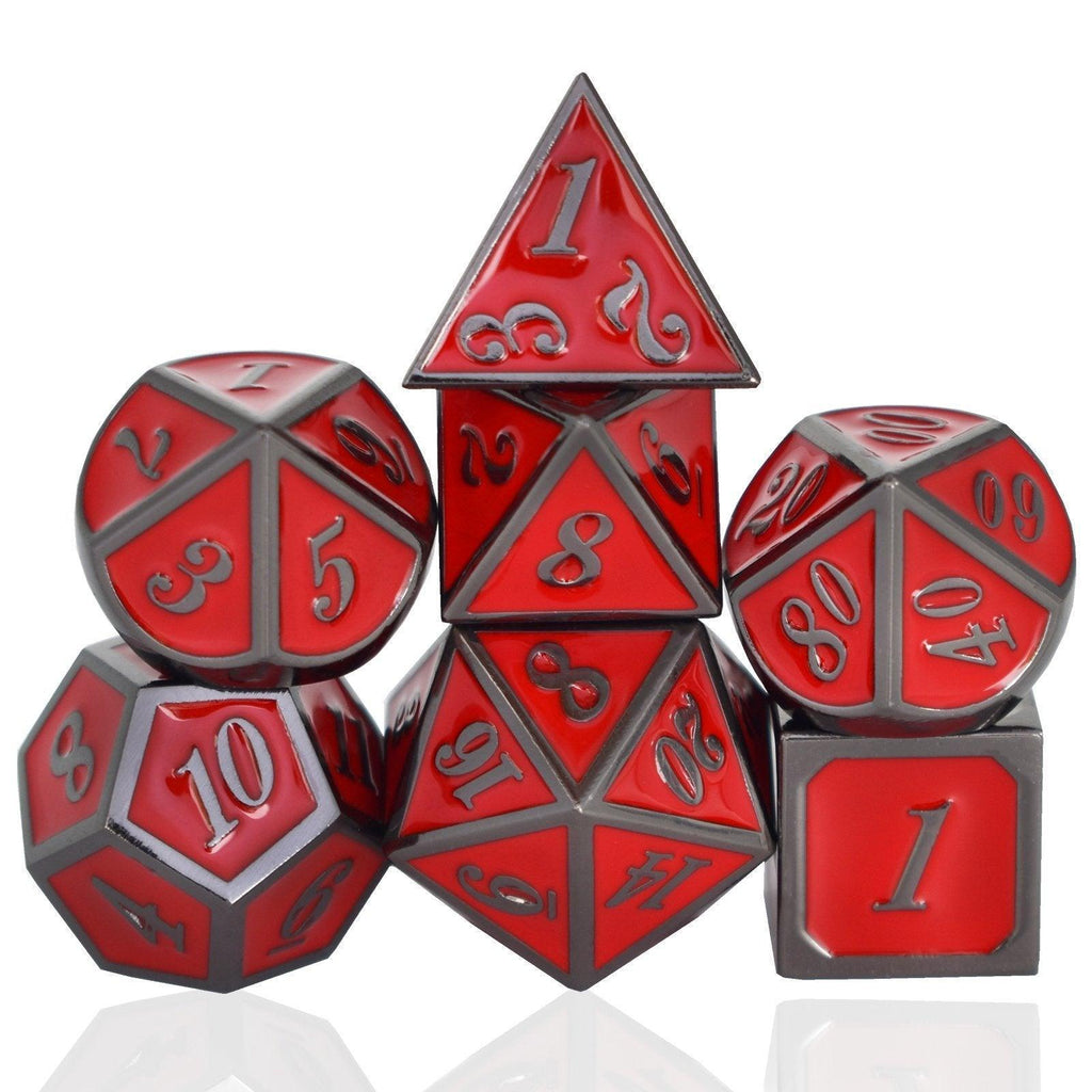  RULE DICE -  Heavy Metal Dice Roman Red&Black Plated Dice