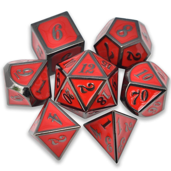  RULE DICE -  Heavy Metal Dice Roman Red&Black Plated Dice