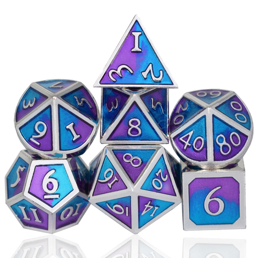  RULE DICE -  Heavy Metal Dice Roman Purple&Blue&Silver Plated Dice