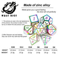  RULE DICE -  Heavy Metal Dice Roman White Colorful Plated Dice
