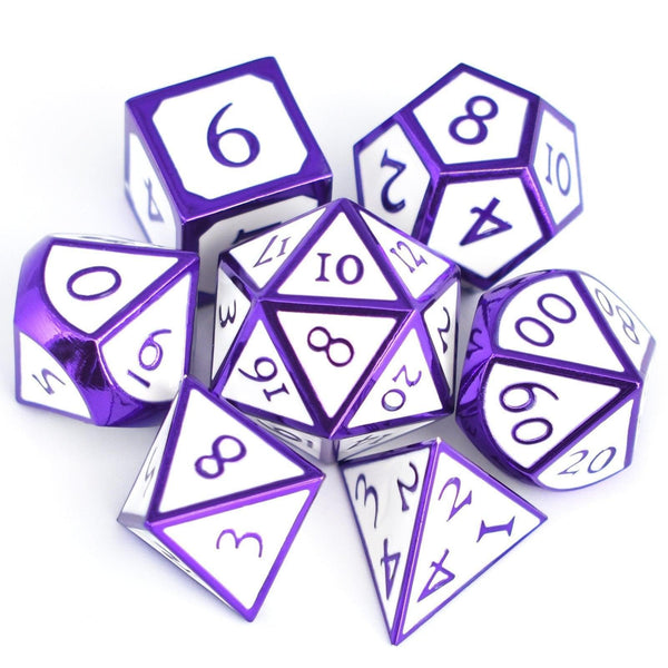  RULE DICE -  Heavy Metal Dice Roman White&Purple Plated Dice