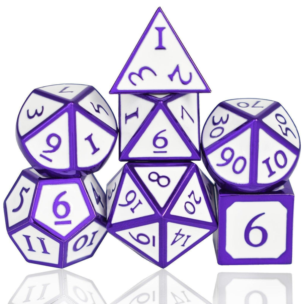  RULE DICE -  Heavy Metal Dice Roman White&Purple Plated Dice